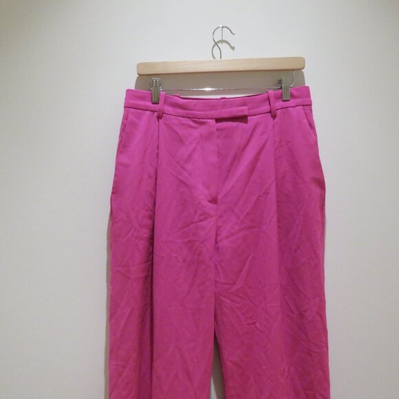 & OTHER STORIES Wide Leg Tailored Trousers in Pink Office Preppy - Size US 10 - Picture 3 of 13
